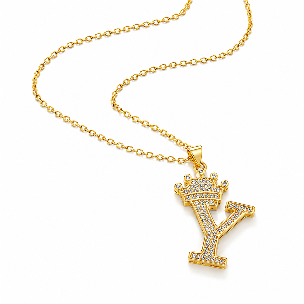 Royal Initial Crown Necklace