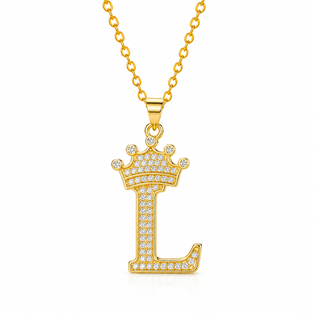 Royal Initial Crown Necklace