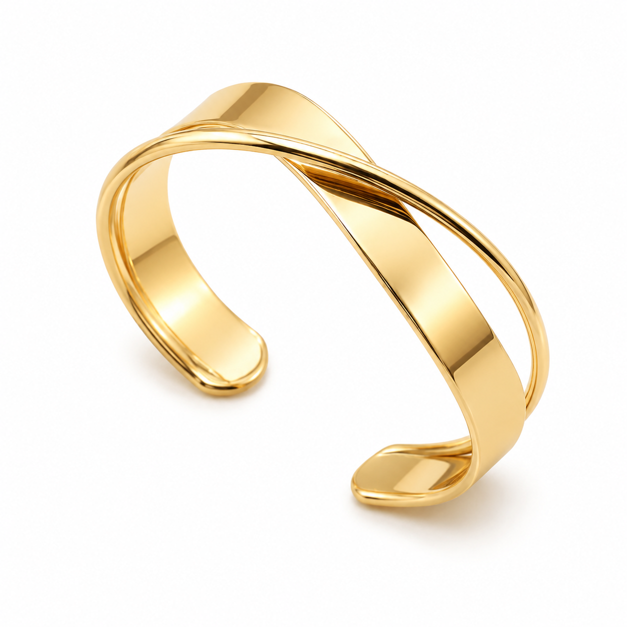 Luna Cross Bangle – 18K Gold Plated Stainless Steel Bracelet