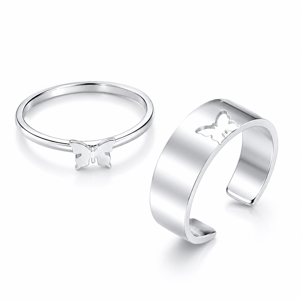 Butterfly Charm Ring Set
