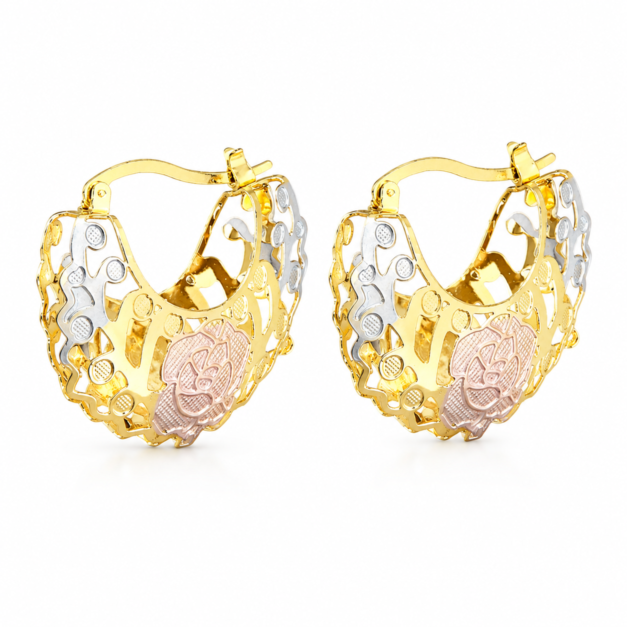 Julia 18K Gold Hoop Earrings – Chic Geometric Bead Collection