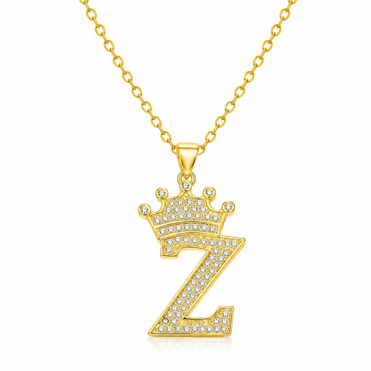 Royal Initial Crown Necklace
