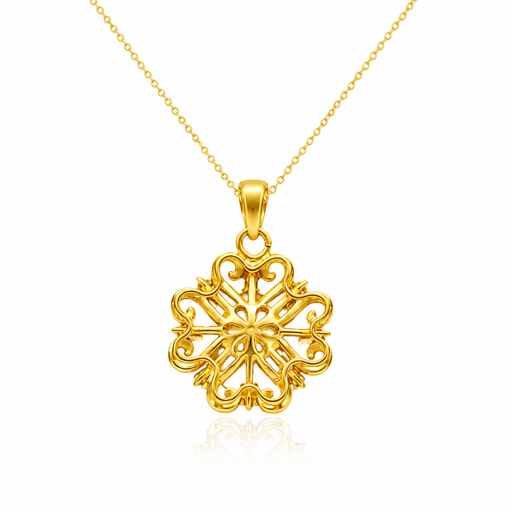 GoldAura™ 24K Gold Sun Pearl Pendant Necklace.