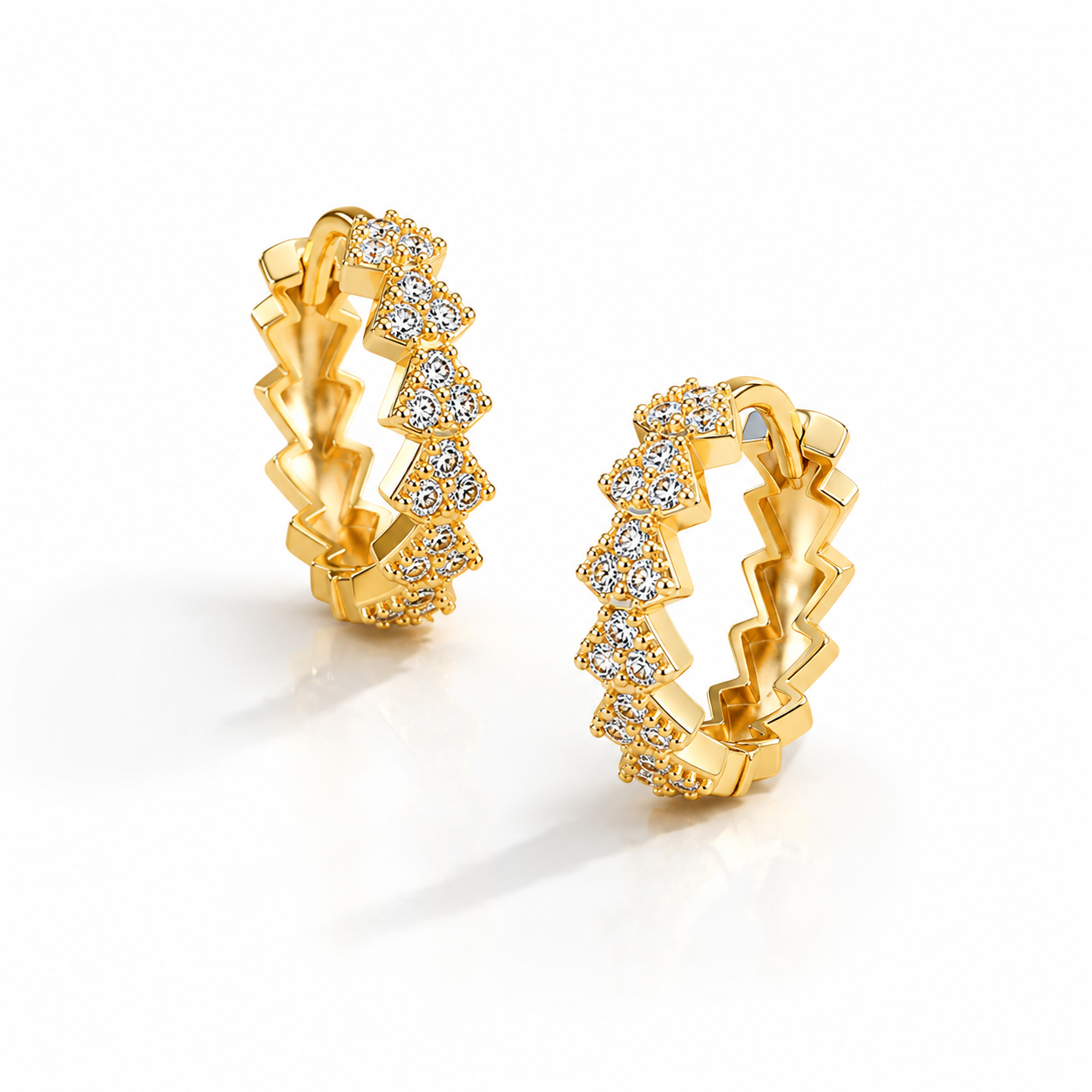 Sparkling Zircon Hoop Earrings – 18K Gold Luxury Collection