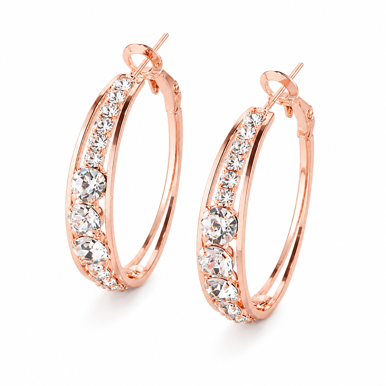 Crystal Luxe Hoop Earrings – Sparkling Zircon Elegance