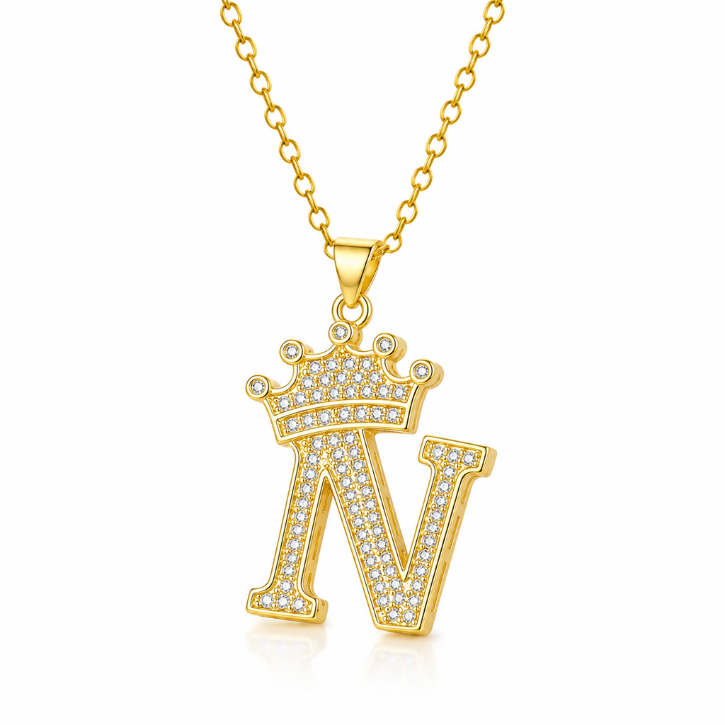 Royal Initial Crown Necklace