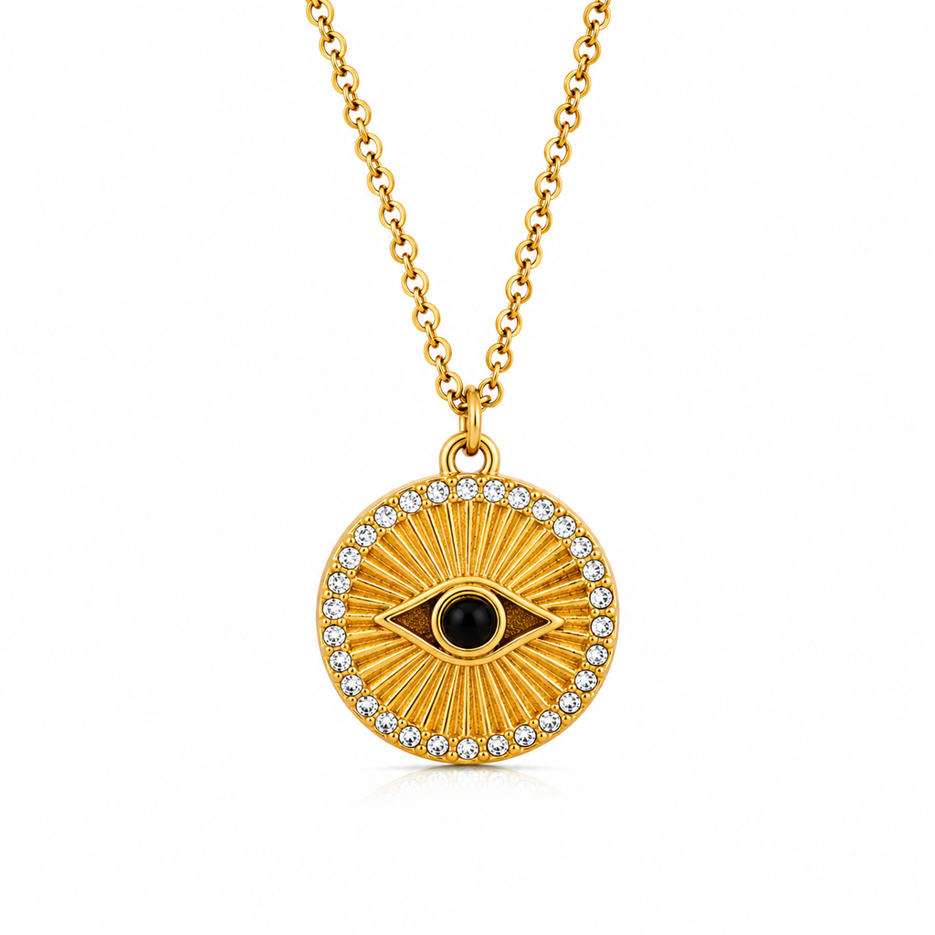 Evil Eye Radiance Necklace – 18K Gold Plated Stainless Steel Pendant