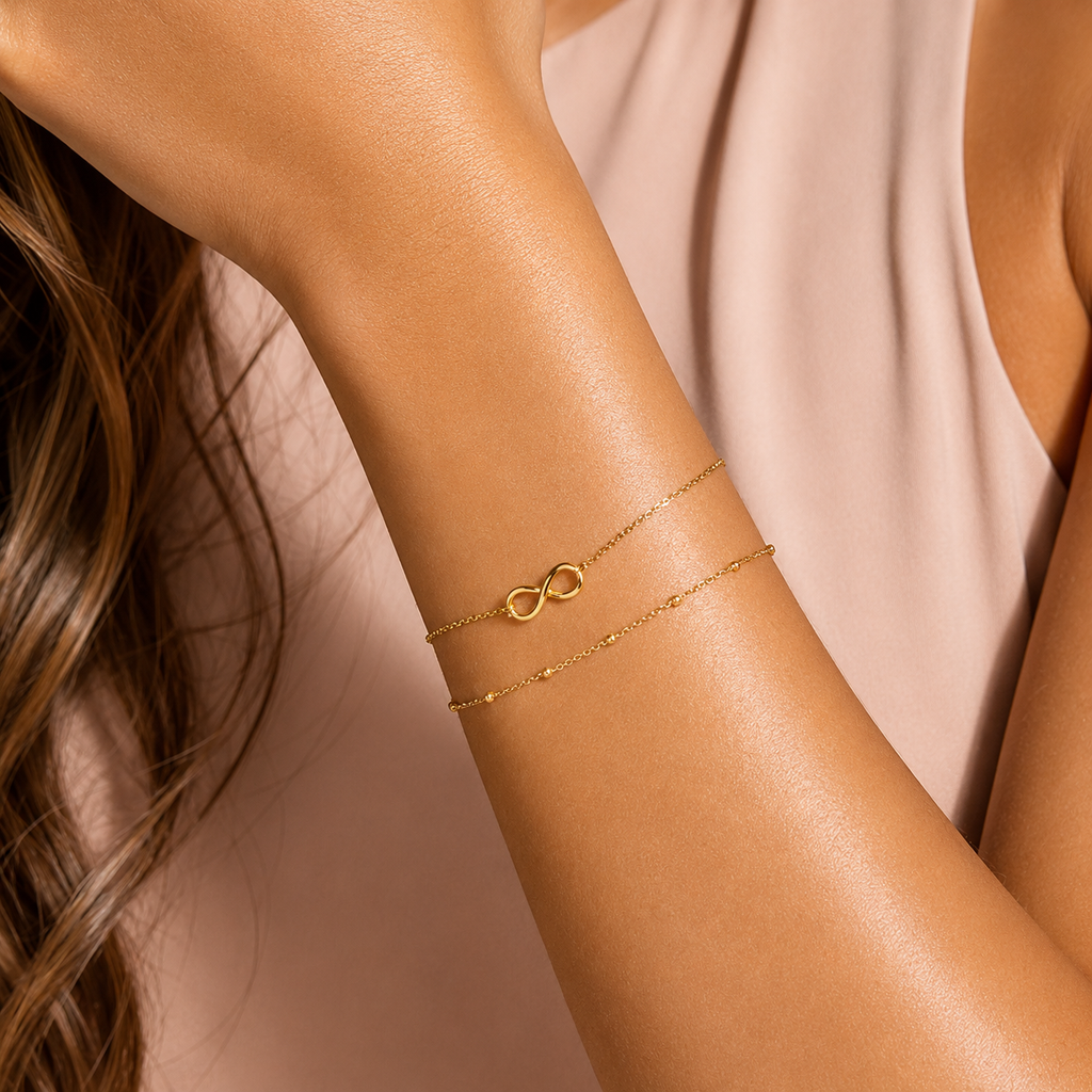 Infinity Layered Bracelet – 14K Gold Filled Adjustable Chain Bracele