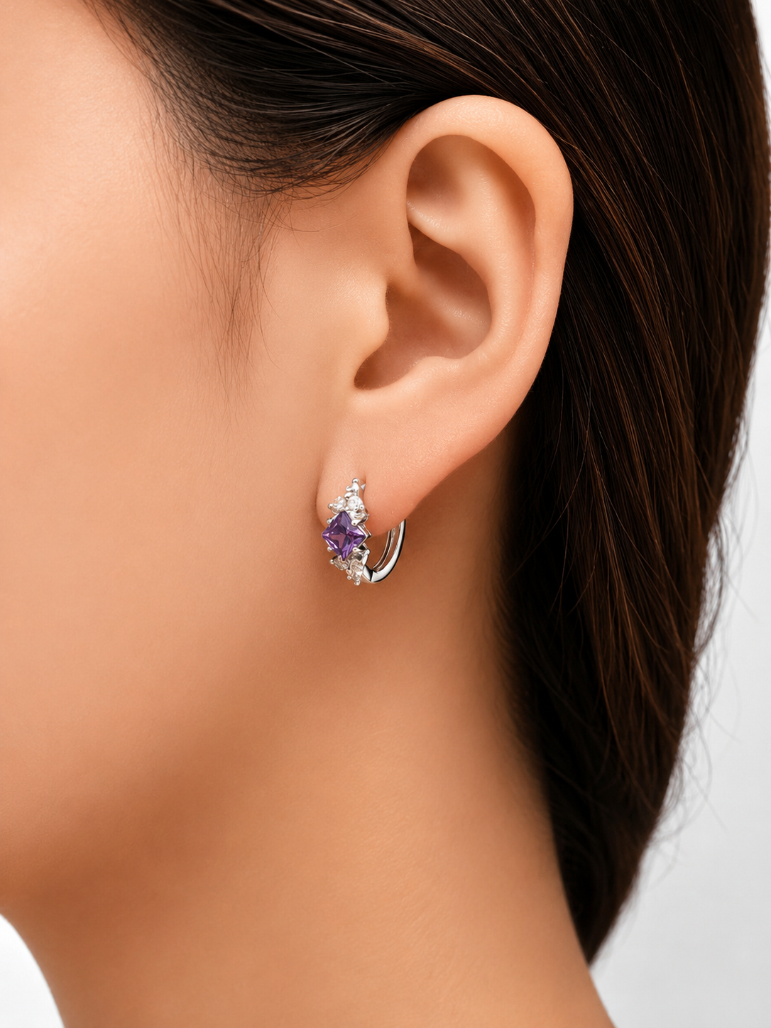 Princess Cut Zircon Hoop Earrings – Timeless Luxury Collection