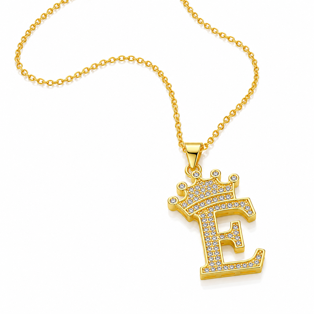 Royal Initial Crown Necklace