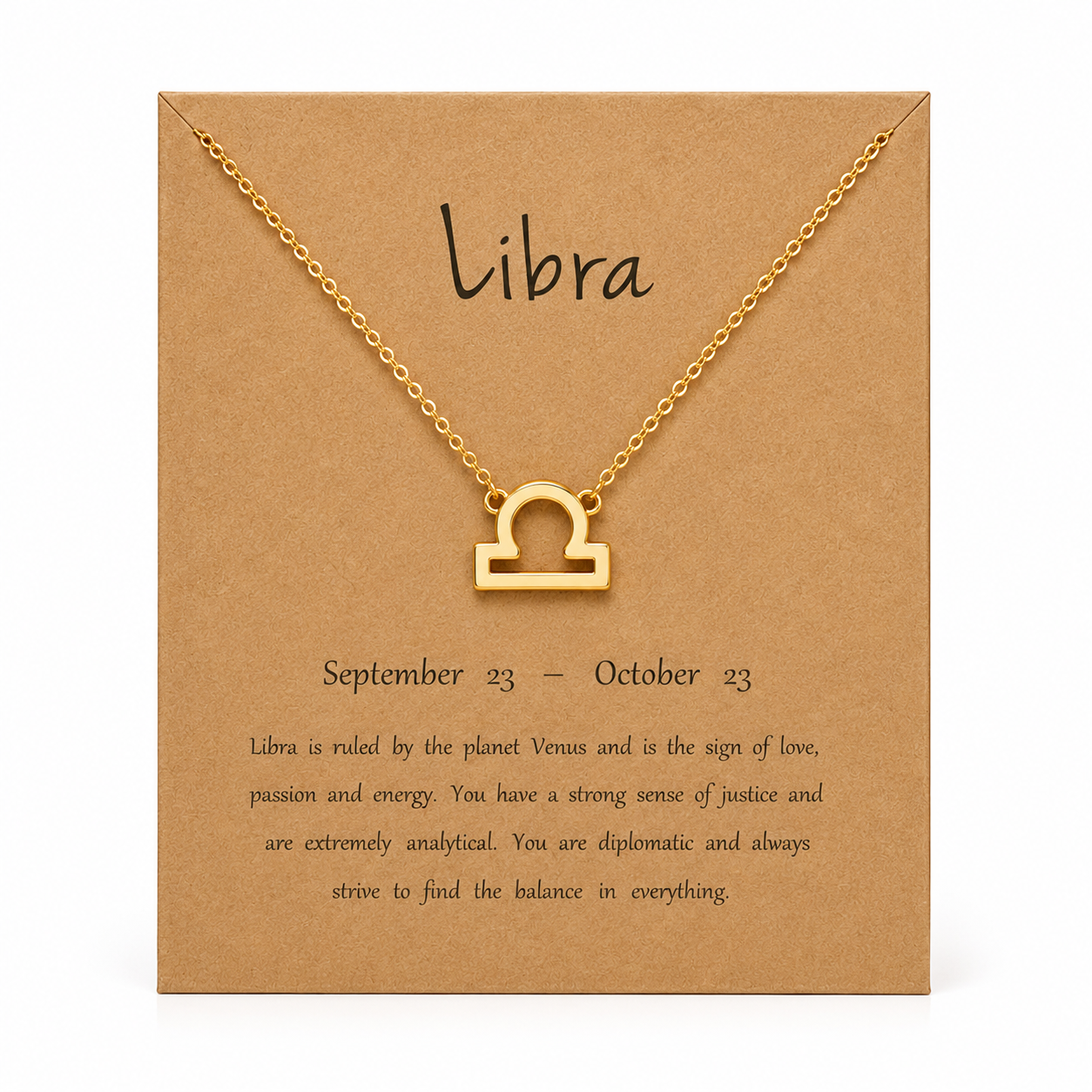 Zodiac Sign Necklace with Gift Card – 18K Gold Plated Pendant