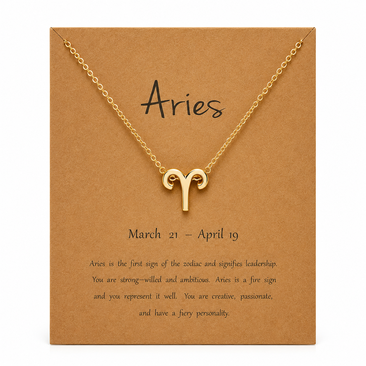 Zodiac Sign Necklace with Gift Card – 18K Gold Plated Pendant