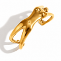 Sculpted Gold Cuff Bracelet – Stainless Steel - Modern Art Luxury Collection