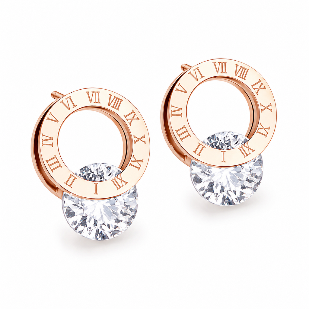 Celeste Titanium Stud Earrings – Sparkling Zircon Minimalist Earrings