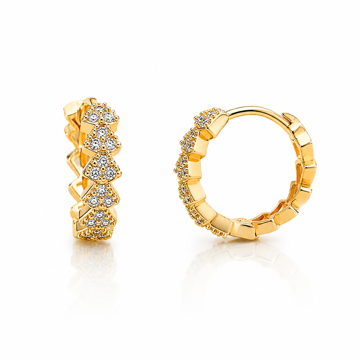 Sparkling Zircon Hoop Earrings – 18K Gold Luxury Collection