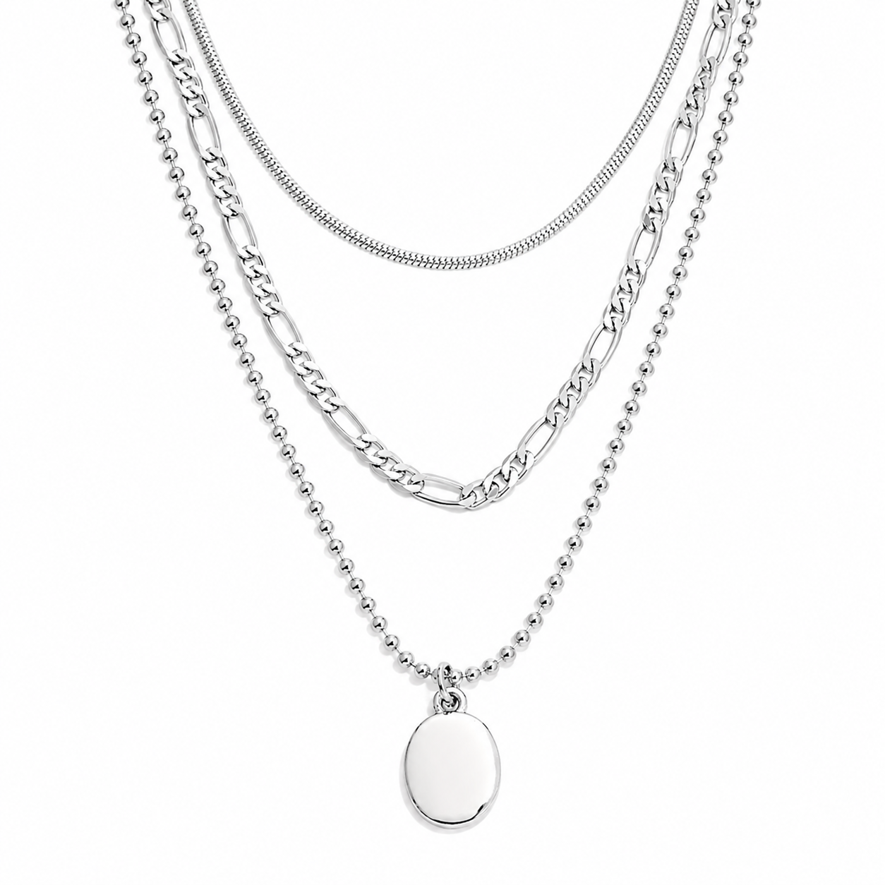 Vintage Oval Pendant Necklace – Minimalist Layered Gold Charm