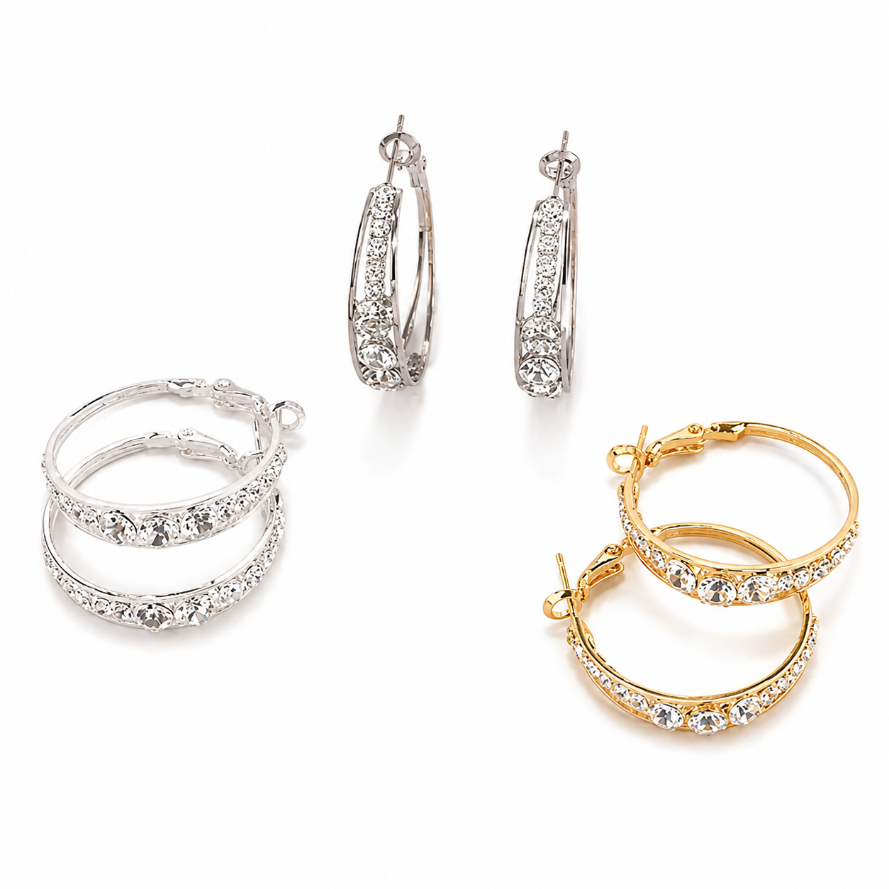Crystal Luxe Hoop Earrings – Sparkling Zircon Elegance