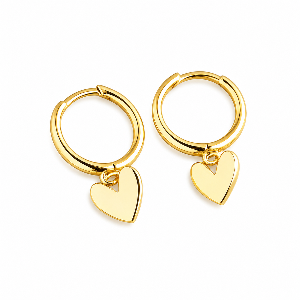 Love Heart Hoop Earrings – Minimalist Gold Charm Earrings