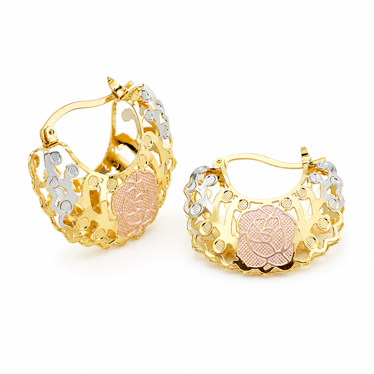 Julia 18K Gold Hoop Earrings – Chic Geometric Bead Collection