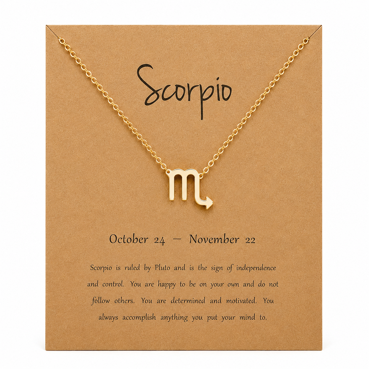 Zodiac Sign Necklace with Gift Card – 18K Gold Plated Pendant