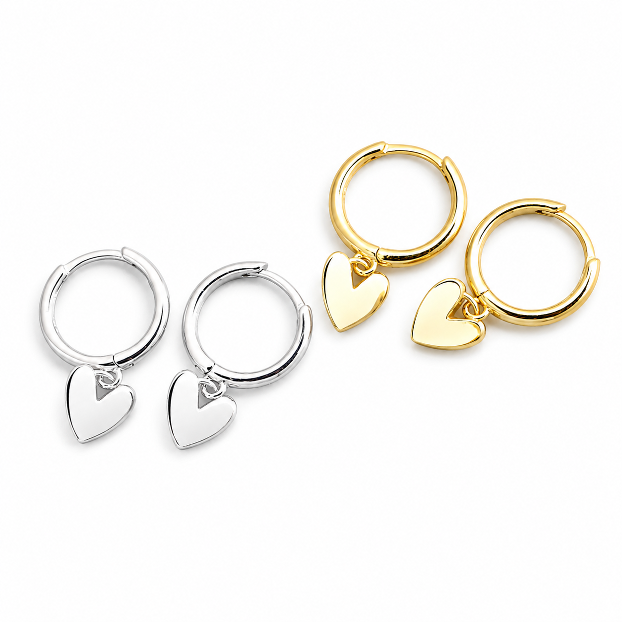 Love Heart Hoop Earrings – Minimalist Gold Charm Earrings