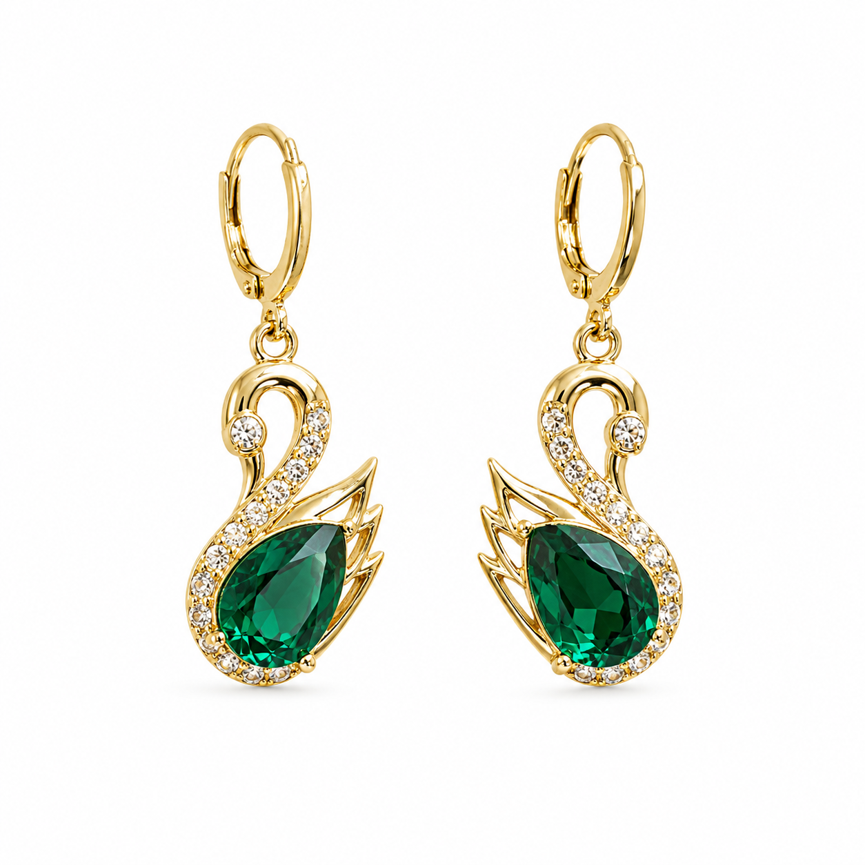 Crystal Swan Drop Earrings – Elegant Luxury Collection