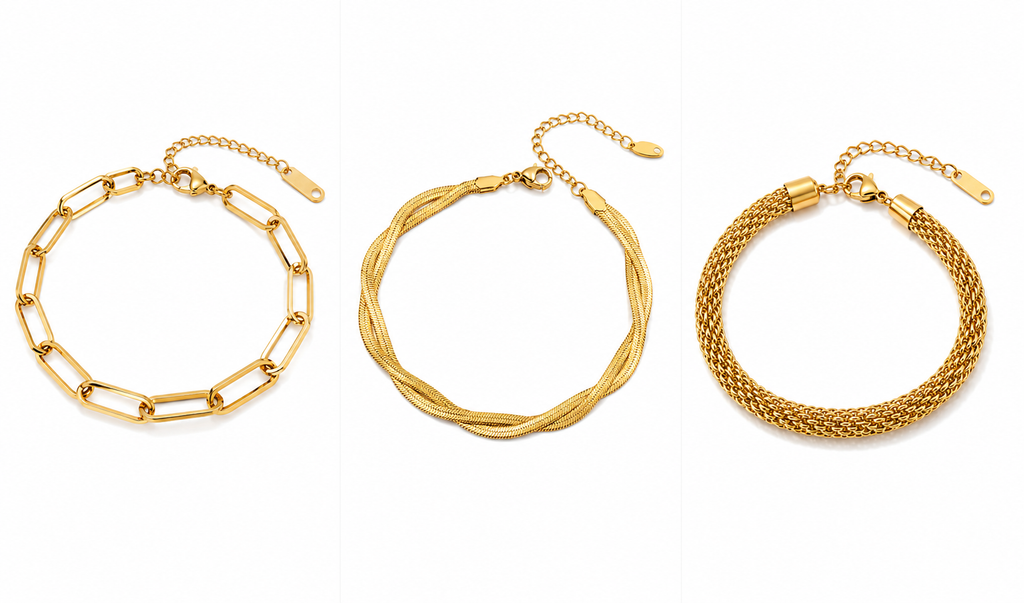 Luxury Gold Bracelet Set – Stainless Steel Layered Chain Bracelets