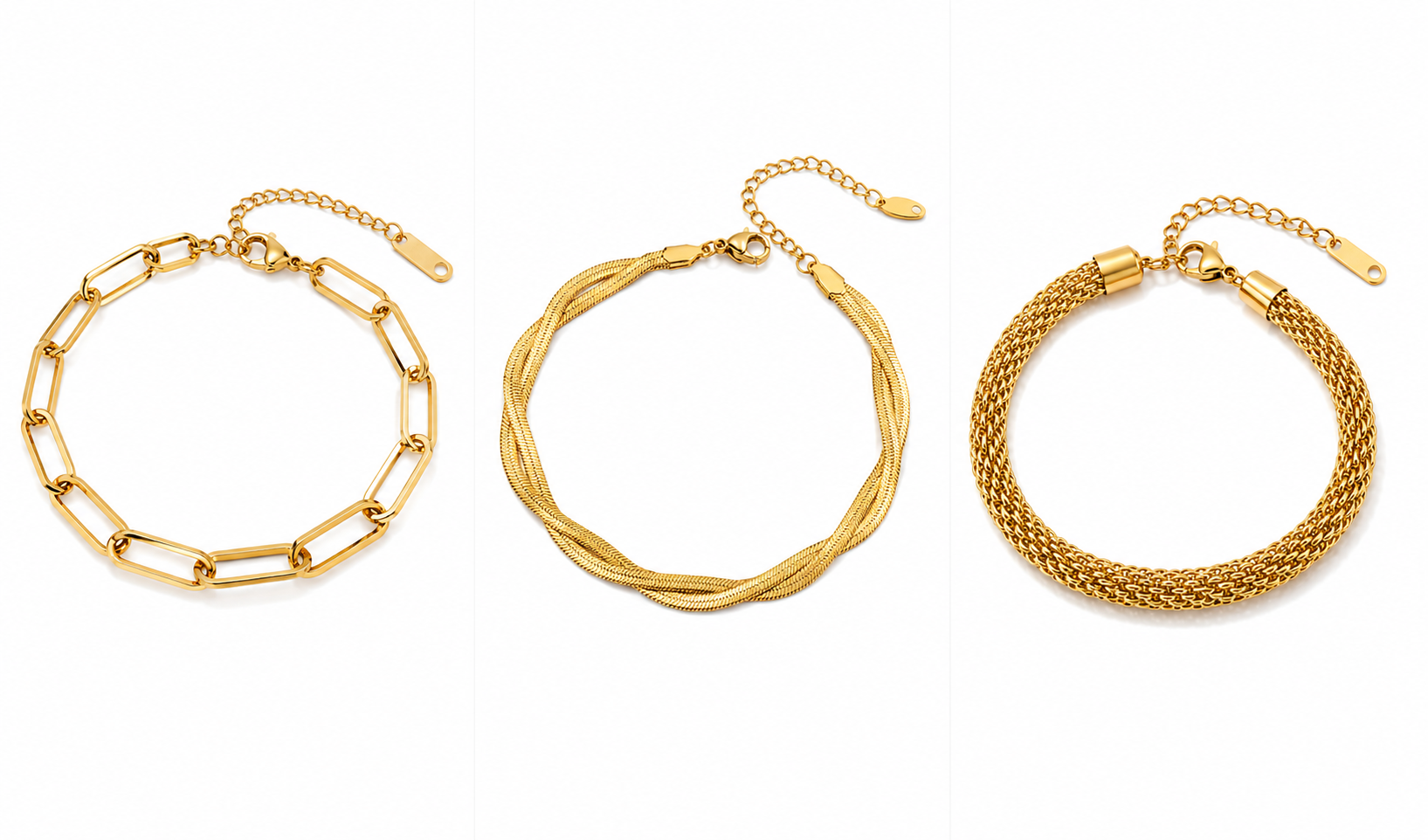 Luxury Gold Bracelet Set – Stainless Steel Layered Chain Bracelets