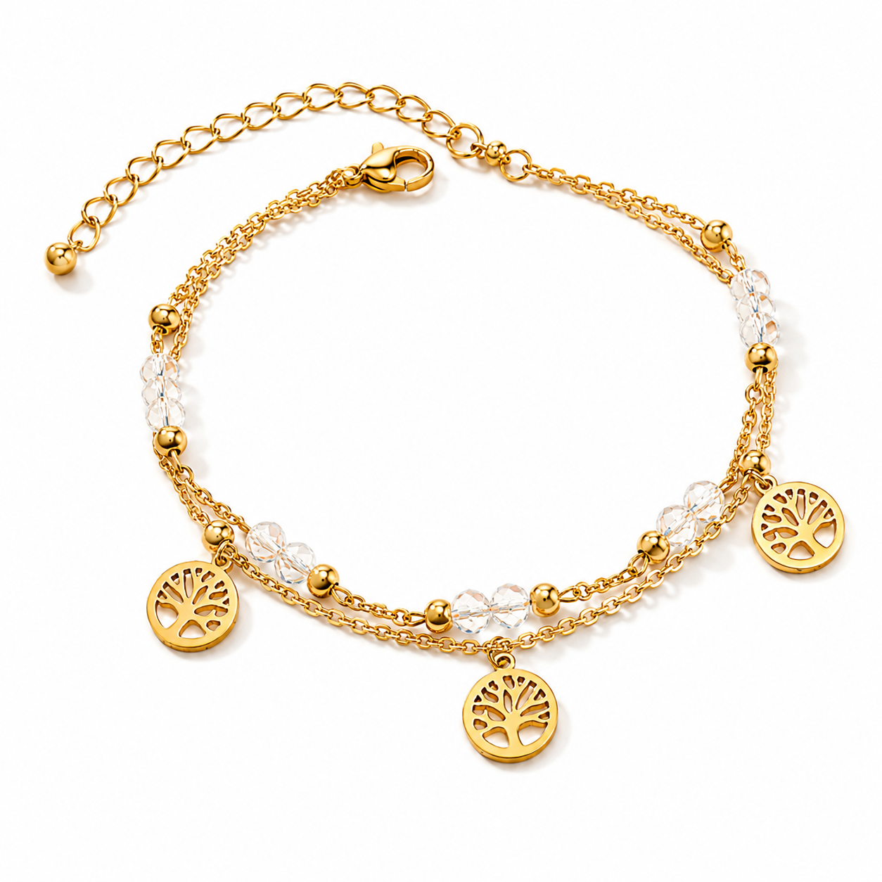 White Shell Butterfly & Tree of Life Anklet