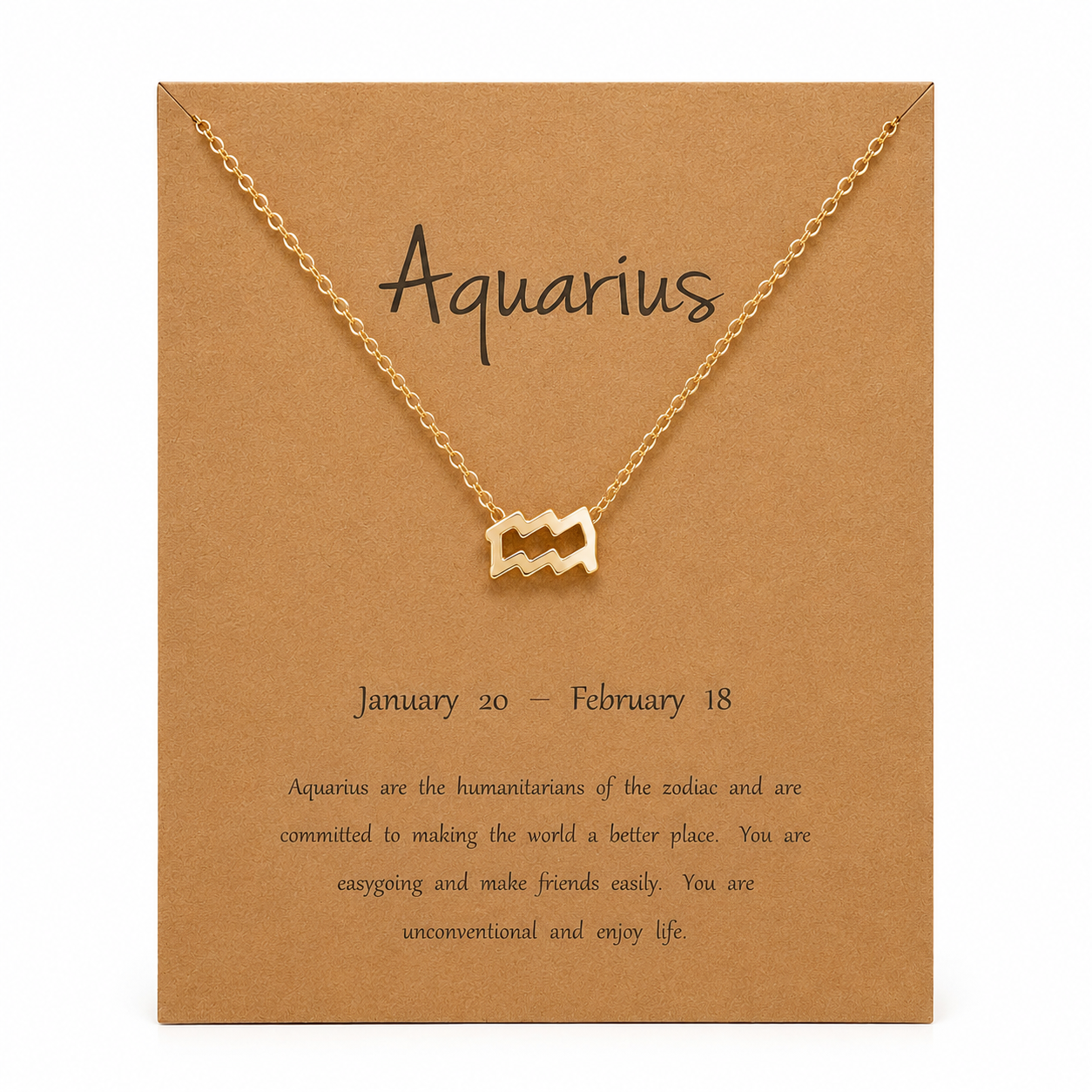 Zodiac Sign Necklace with Gift Card – 18K Gold Plated Pendant