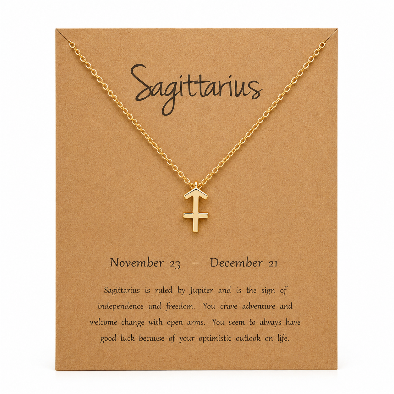 Zodiac Sign Necklace with Gift Card – 18K Gold Plated Pendant
