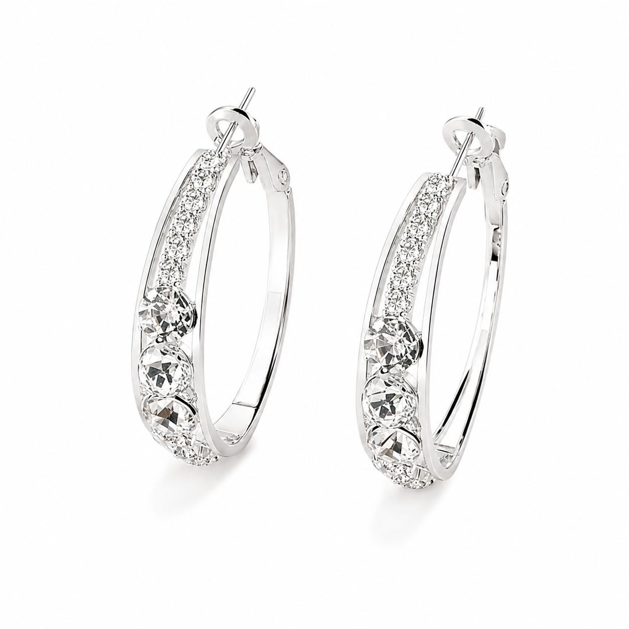Crystal Luxe Hoop Earrings – Sparkling Zircon Elegance