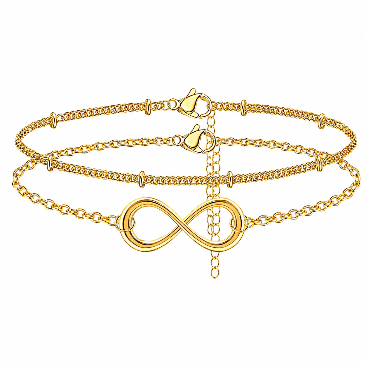 Infinity Layered Bracelet – 14K Gold Filled Adjustable Chain Bracele