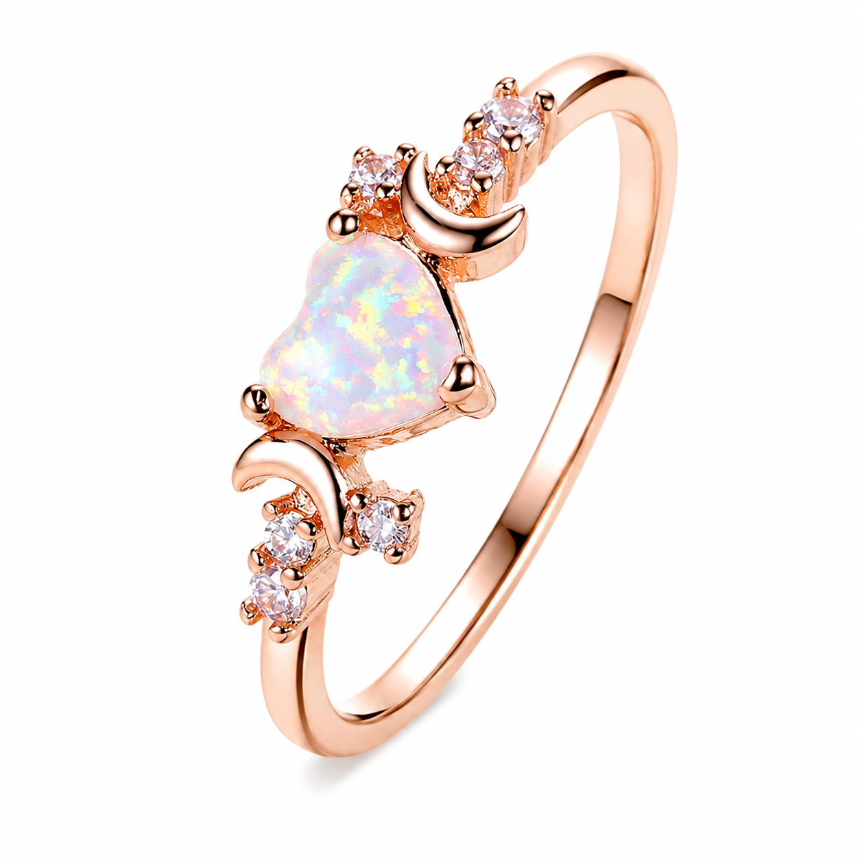 Celestial Heart Ring – Moon & Opal Love Ring