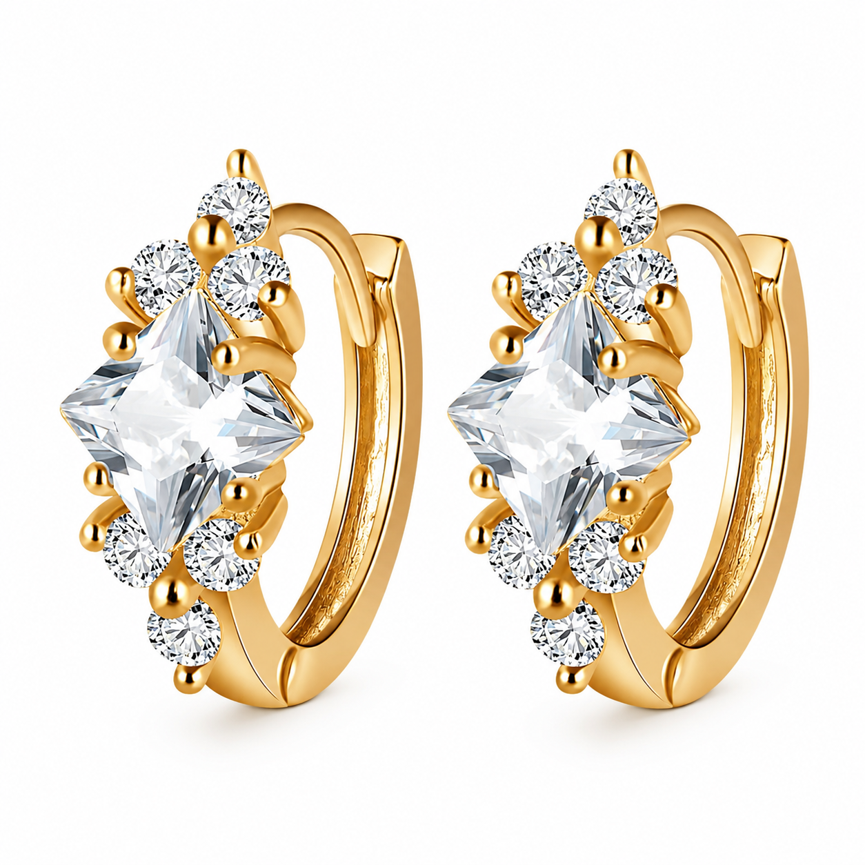 Princess Cut Zircon Hoop Earrings – Timeless Luxury Collection