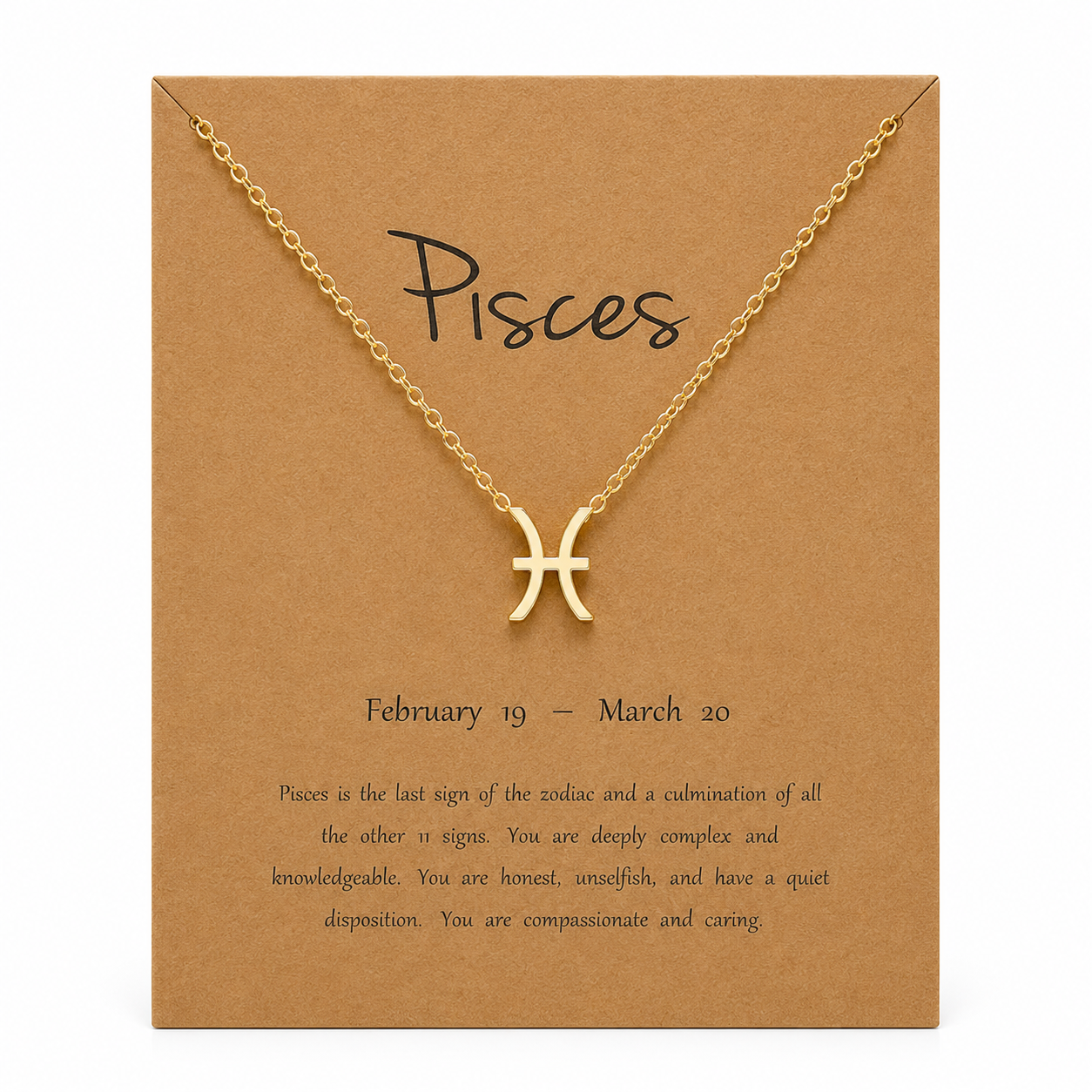 Zodiac Sign Necklace with Gift Card – 18K Gold Plated Pendant