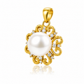 GoldAura™ 24K Gold Sun Pearl Pendant Necklace.