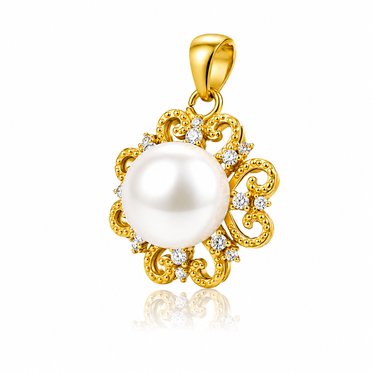 GoldAura™ 24K Gold Sun Pearl Pendant Necklace.