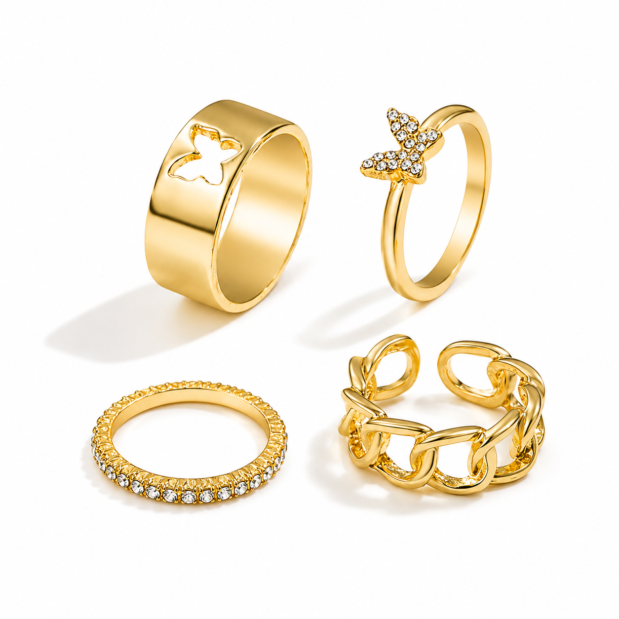 Butterfly Charm Ring Set