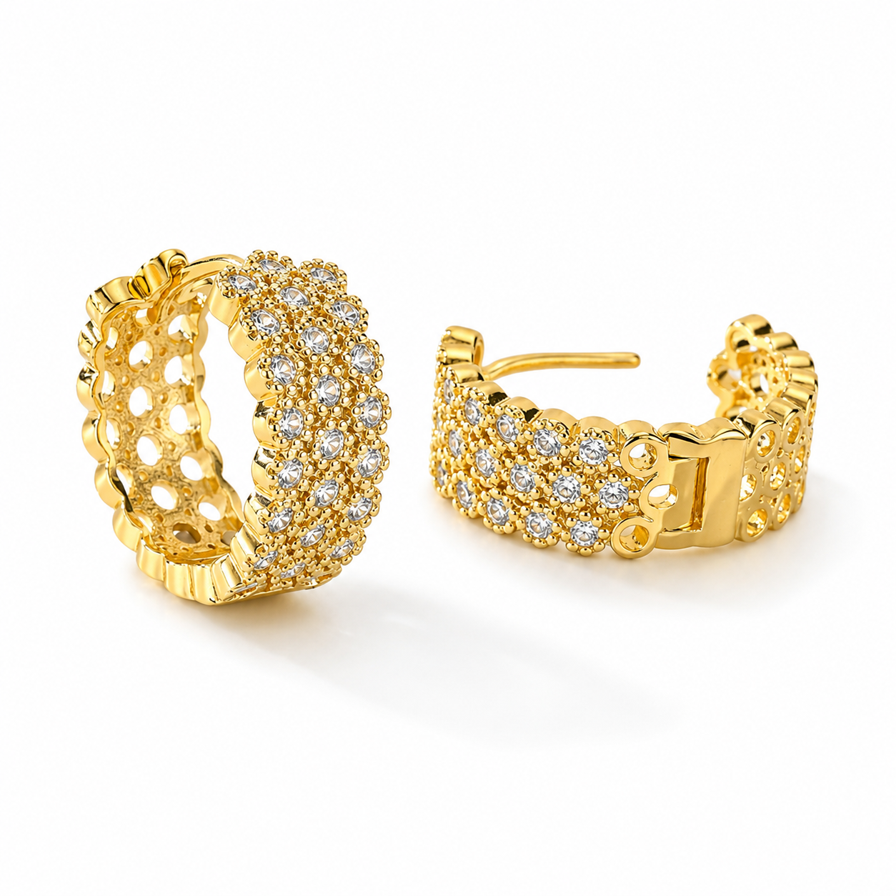 Luxe Crystal Hoop Earrings – Sparkling Gold Elegance