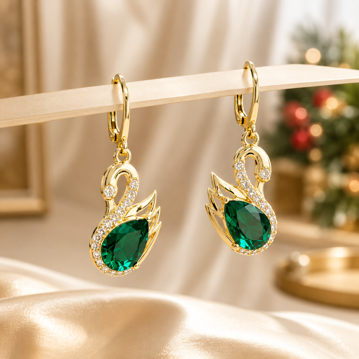 Crystal Swan Drop Earrings – Elegant Luxury Collection