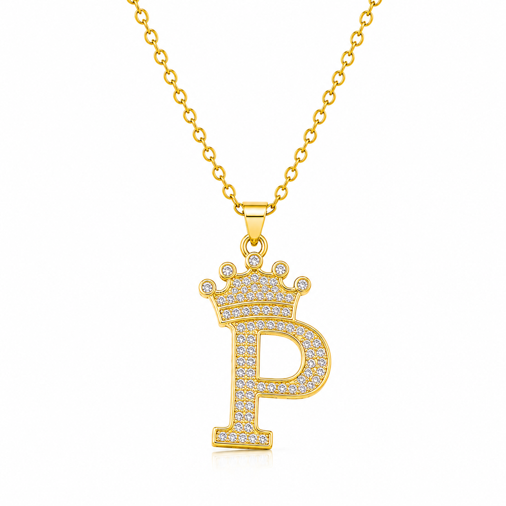 Royal Initial Crown Necklace