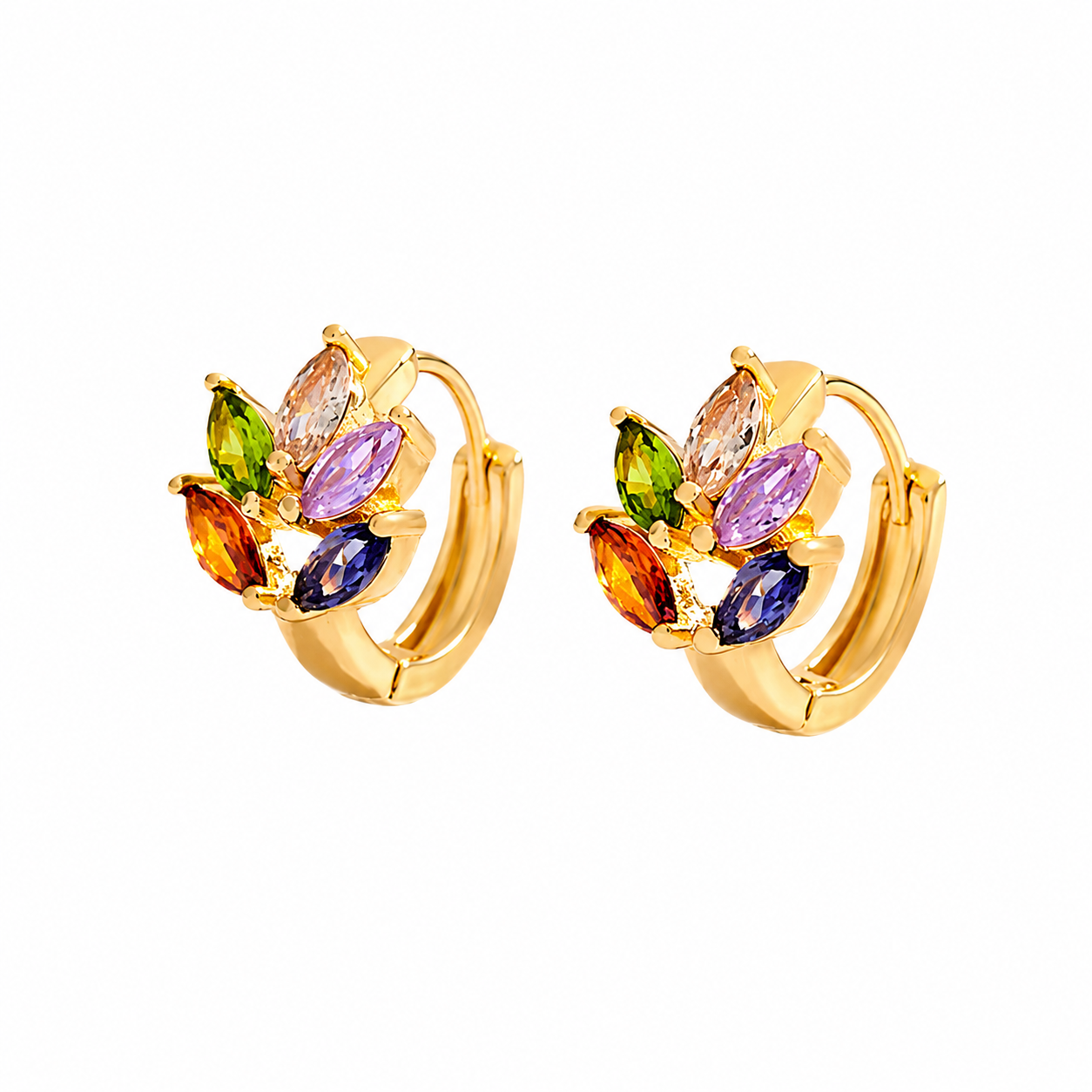 Bloom Crystal Huggie Earrings – Floral Luxury Collection
