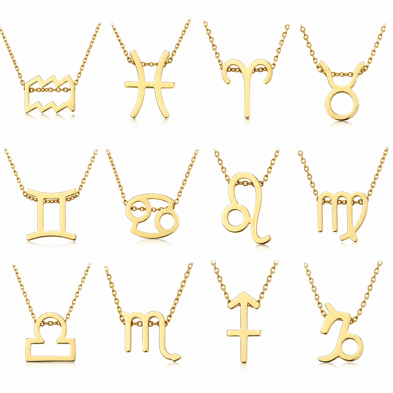 Zodiac Sign Necklace with Gift Card – 18K Gold Plated Pendant