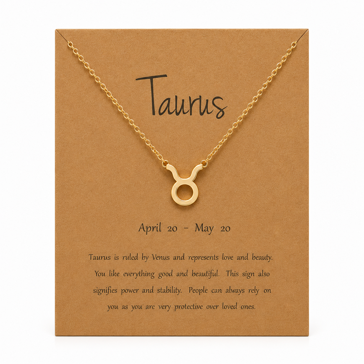 Zodiac Sign Necklace with Gift Card – 18K Gold Plated Pendant