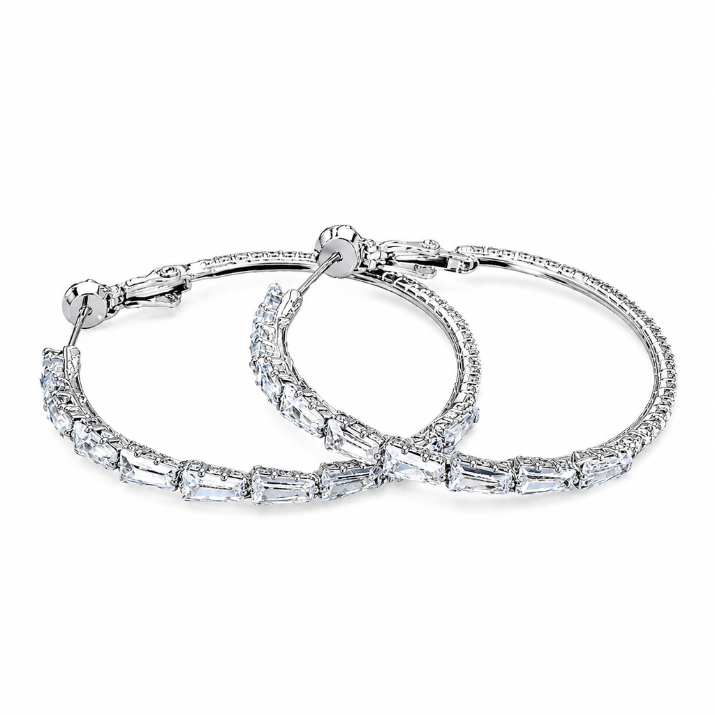 Royal Crystal Hoop Earrings – Luxury Zircon Statement Hoops