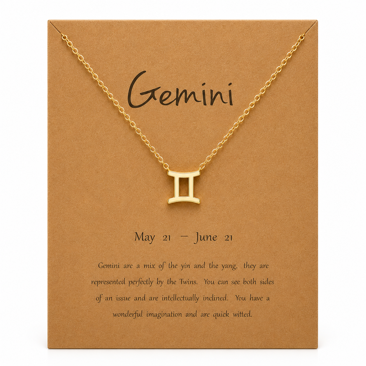 Zodiac Sign Necklace with Gift Card – 18K Gold Plated Pendant
