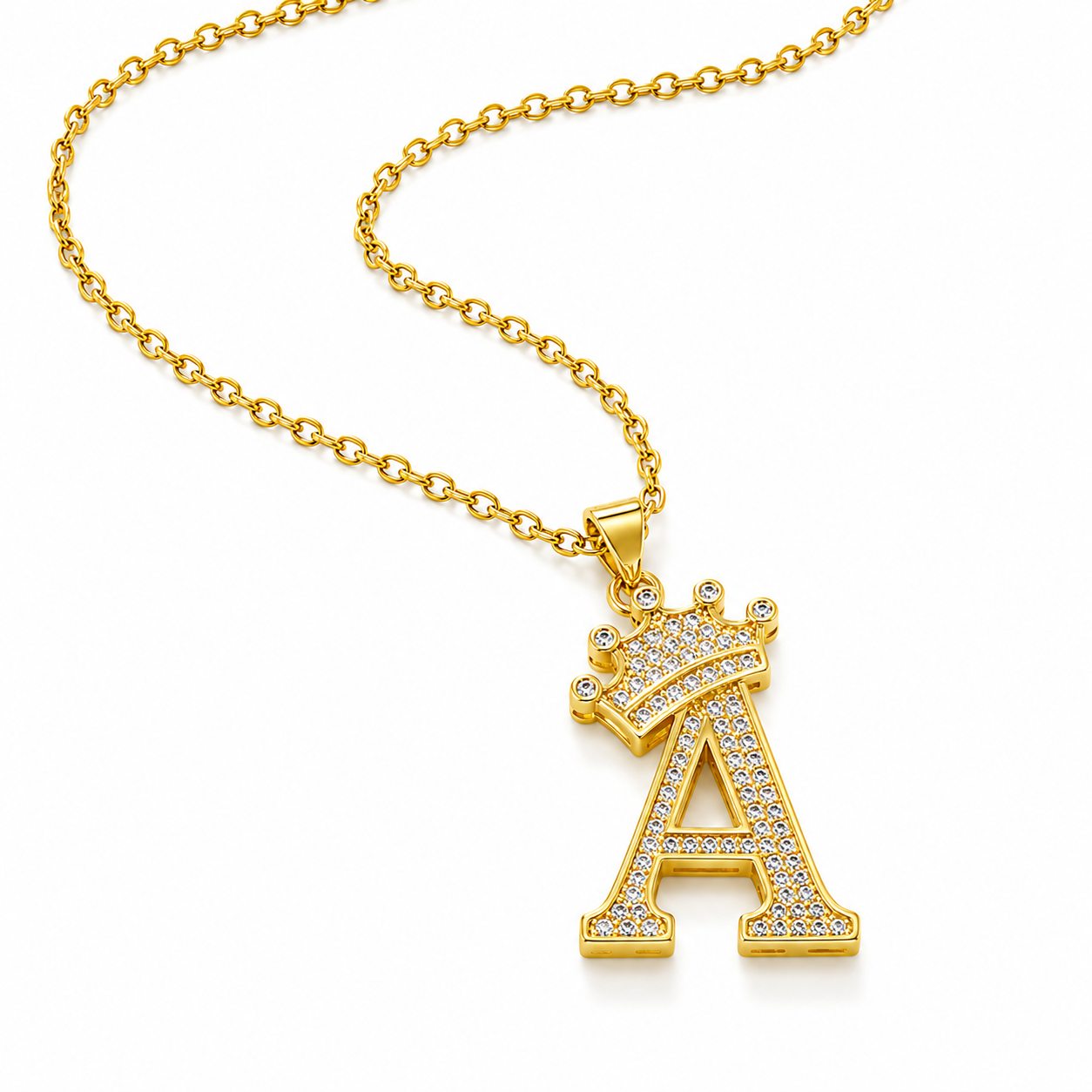 Royal Initial Crown Necklace