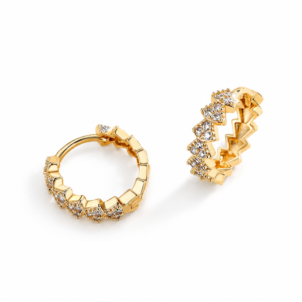 Sparkling Zircon Hoop Earrings – 18K Gold Luxury Collection