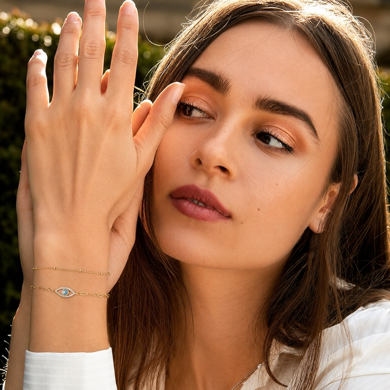 Evil Eye Layered Bracelet – 14K Gold Filled Adjustable Chain Bracelet Set